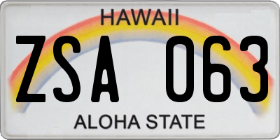 HI license plate ZSA063