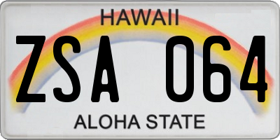 HI license plate ZSA064