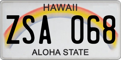 HI license plate ZSA068