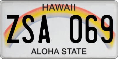 HI license plate ZSA069