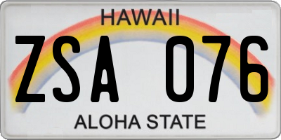 HI license plate ZSA076