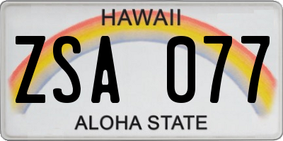 HI license plate ZSA077