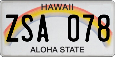 HI license plate ZSA078