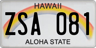HI license plate ZSA081