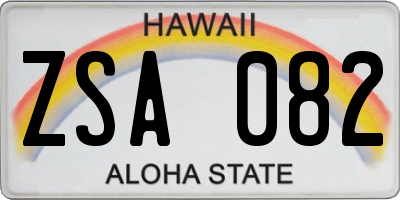 HI license plate ZSA082
