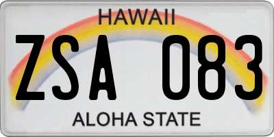 HI license plate ZSA083
