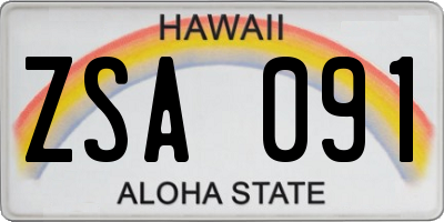 HI license plate ZSA091