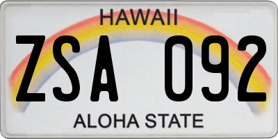 HI license plate ZSA092