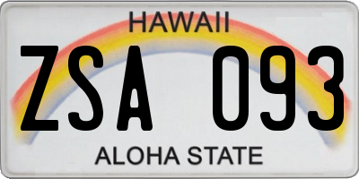 HI license plate ZSA093
