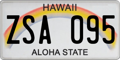 HI license plate ZSA095