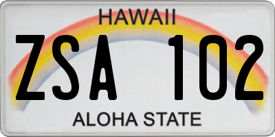 HI license plate ZSA102
