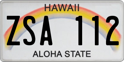 HI license plate ZSA112