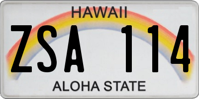 HI license plate ZSA114