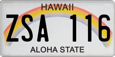 HI license plate ZSA116