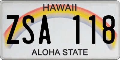 HI license plate ZSA118