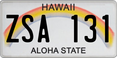 HI license plate ZSA131