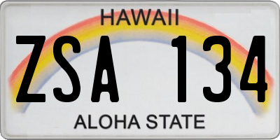 HI license plate ZSA134