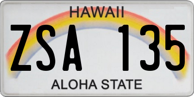 HI license plate ZSA135