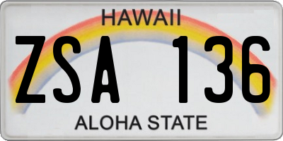 HI license plate ZSA136