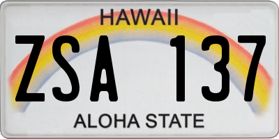 HI license plate ZSA137