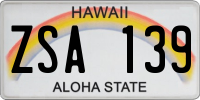 HI license plate ZSA139