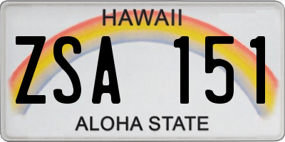 HI license plate ZSA151