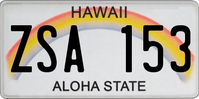 HI license plate ZSA153