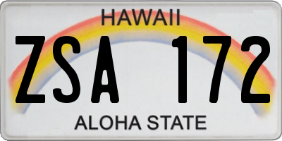 HI license plate ZSA172