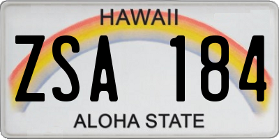 HI license plate ZSA184