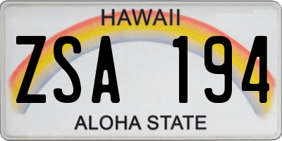 HI license plate ZSA194