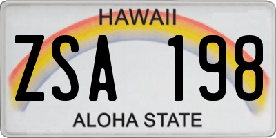 HI license plate ZSA198