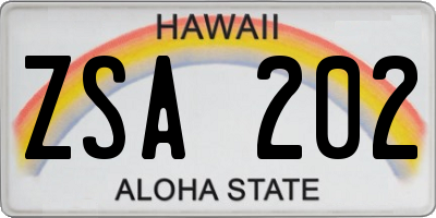 HI license plate ZSA202