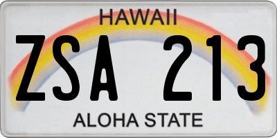 HI license plate ZSA213