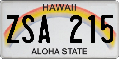 HI license plate ZSA215