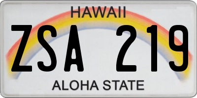 HI license plate ZSA219