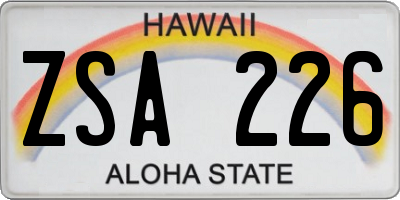 HI license plate ZSA226