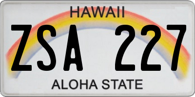 HI license plate ZSA227