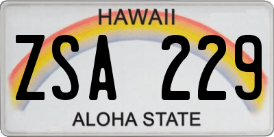 HI license plate ZSA229