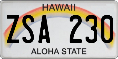 HI license plate ZSA230