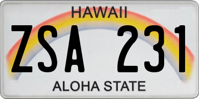 HI license plate ZSA231