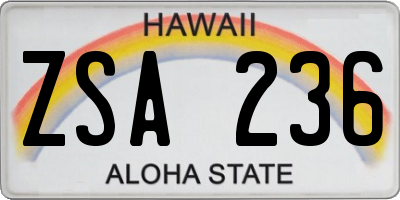 HI license plate ZSA236