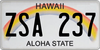 HI license plate ZSA237