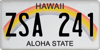 HI license plate ZSA241