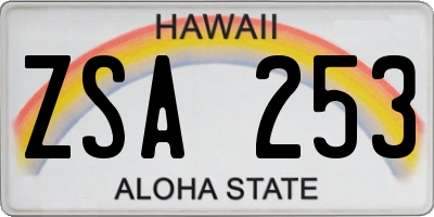 HI license plate ZSA253