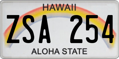 HI license plate ZSA254