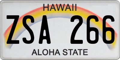 HI license plate ZSA266