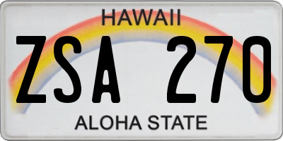 HI license plate ZSA270