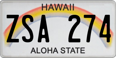 HI license plate ZSA274