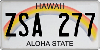HI license plate ZSA277