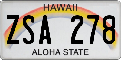 HI license plate ZSA278